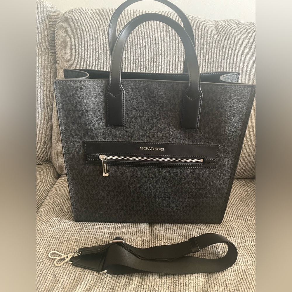 Michael Kors large black signature shoulder bag